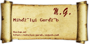 Mihályi Geréb névjegykártya